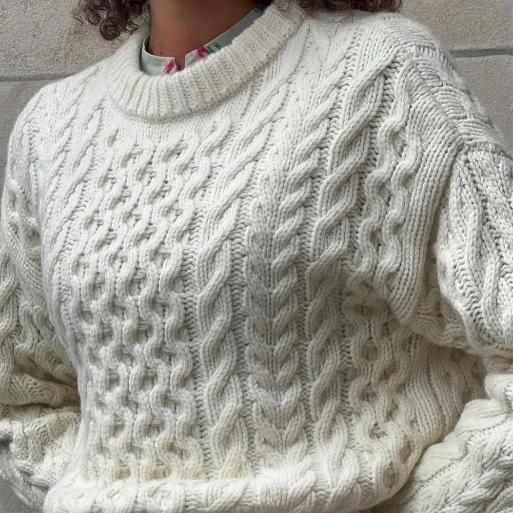 Hill House Kennedy Irish Wool Fisherman Sweater - size XS